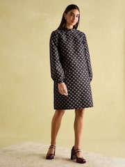Joules Annalise Black Jacquard A-Line Dress - Image 4 of 6