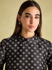 Joules Annalise Black Jacquard A-Line Dress - Image 5 of 6