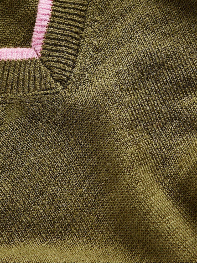 Boden Green Maggie V-Neck 100% Linen T-Shirt - Image 6 of 6