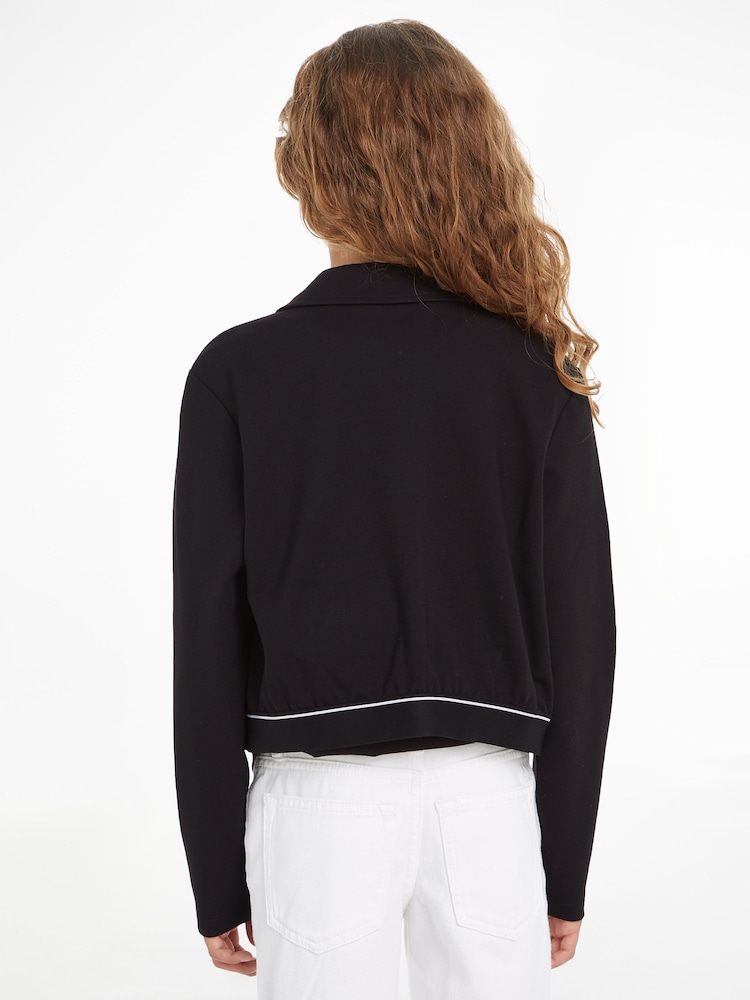 Calvin Klein Black Logo Tape Zip Jacket - Image 2 of 6
