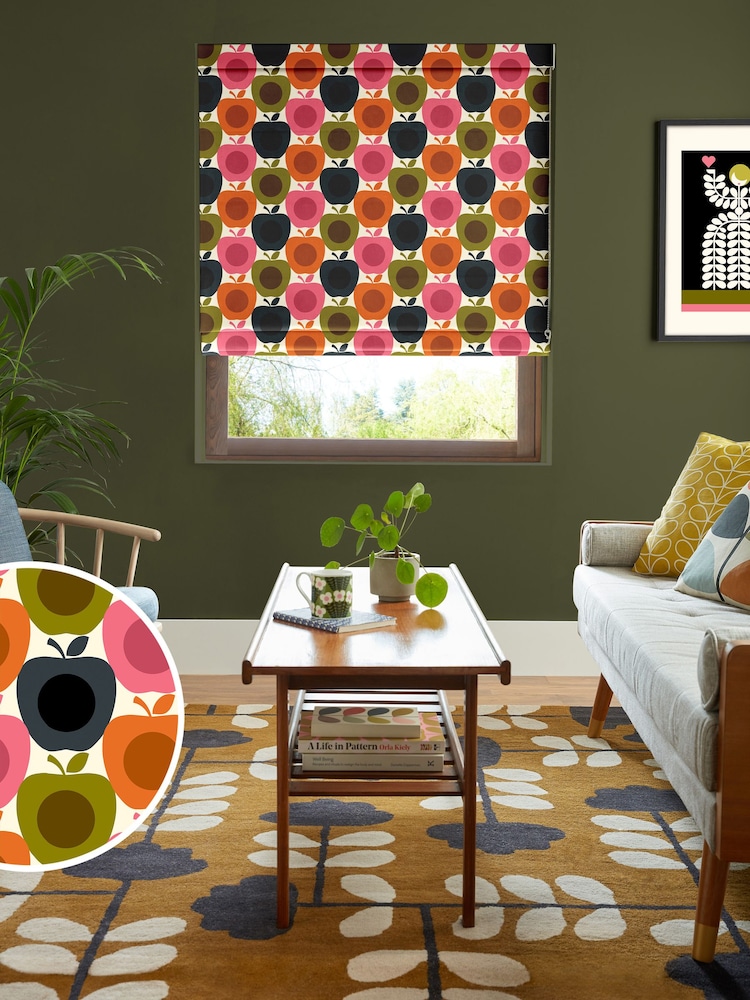 Orla Kiely Pink Apples Made to Measure 100% Cotton Roman Blind - Image 1 of 6