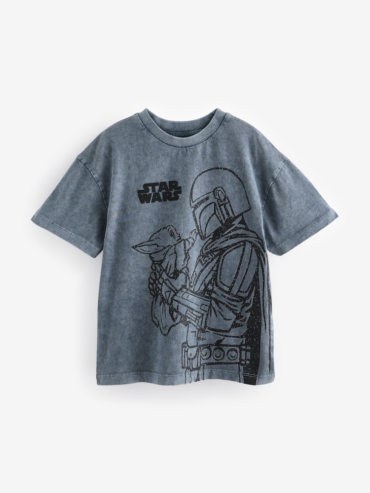Charcoal Grey 100% Cotton Licensed Mandalorian Short Sleeve T-Shirt (3-16yrs) - Image 1 of 5