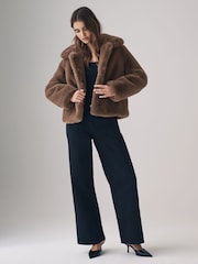 The Set Brown Boxy Faux Fur Coat - Image 3 of 11
