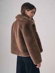 The Set Brown Boxy Faux Fur Coat - Image 4 of 11