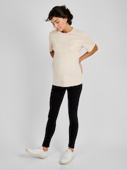JoJo Maman Bébé Oatmeal Oversized Boyfriend Maternity T-Shirt - Image 3 of 4