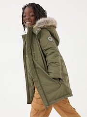 FatFace Easdale Khaki Green Hooded Parka Jacket - Image 3 of 6