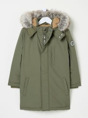 FatFace Easdale Khaki Green Hooded Parka Jacket - Image 6 of 6