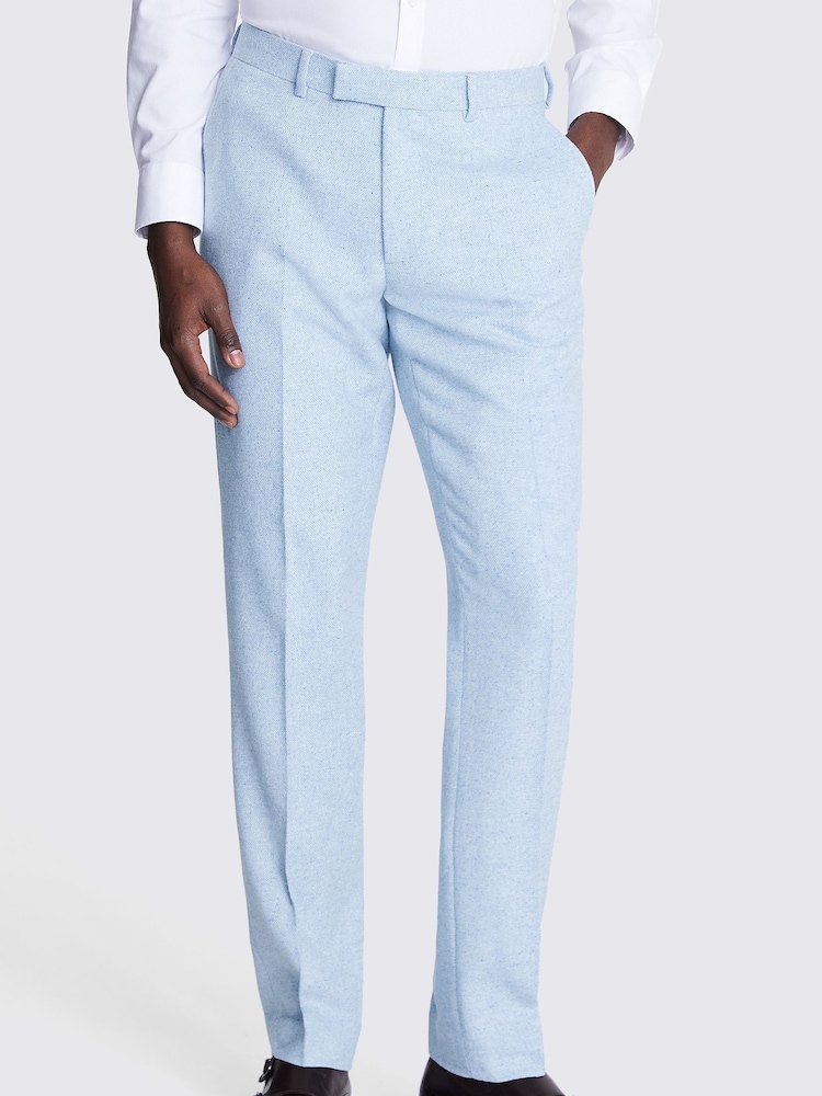 MOSS Light Blue Slim Fit Donegal Trousers - Image 1 of 3
