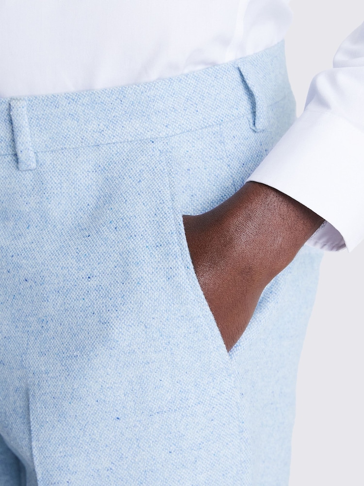 MOSS Light Blue Slim Fit Donegal Trousers - Image 3 of 3