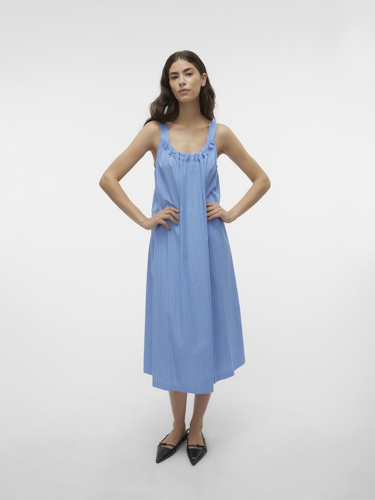 VERO MODA Tie Back Pinstripe Midi Cami Dress - Изображение 1 из 6