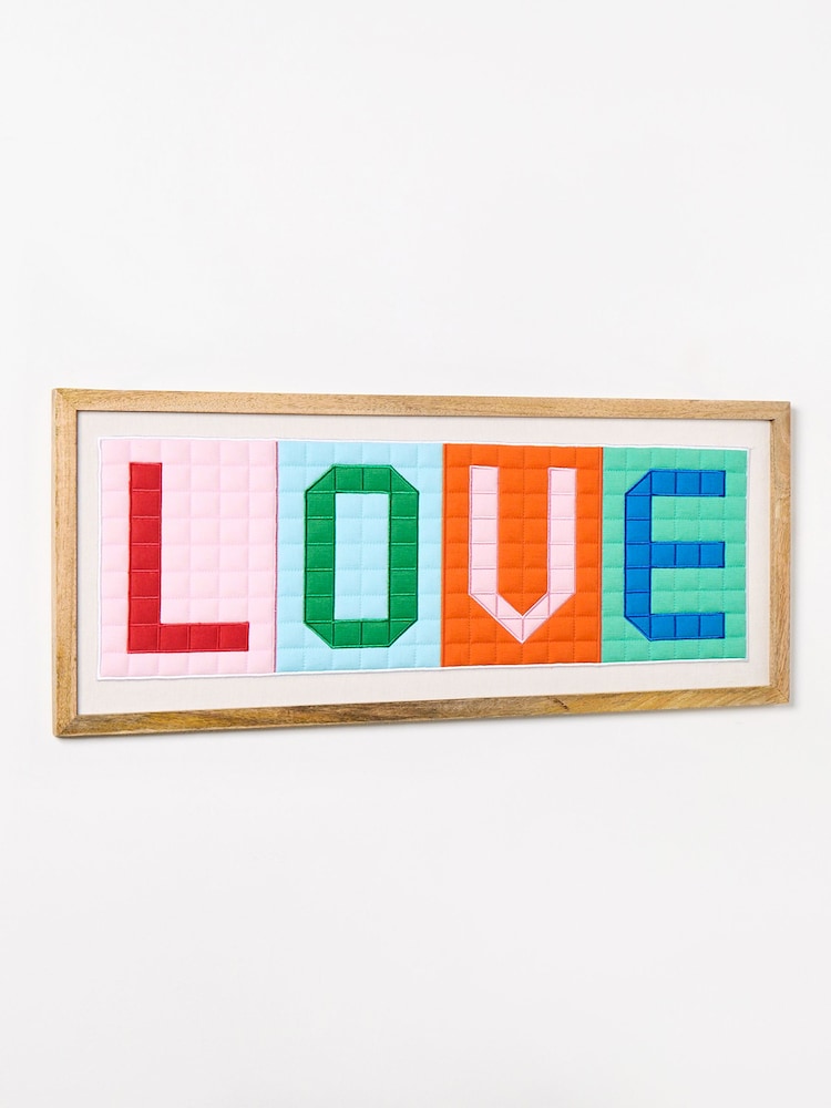 Oliver Bonas Multi Love Patchwork Framed Wall Art - Image 1 of 4 Oliver Bonas Multi Love Patchwork Framed Wall Art - Image 1 of 4