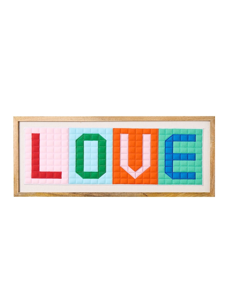 Oliver Bonas Multi Love Patchwork Framed Wall Art - Image 4 of 4