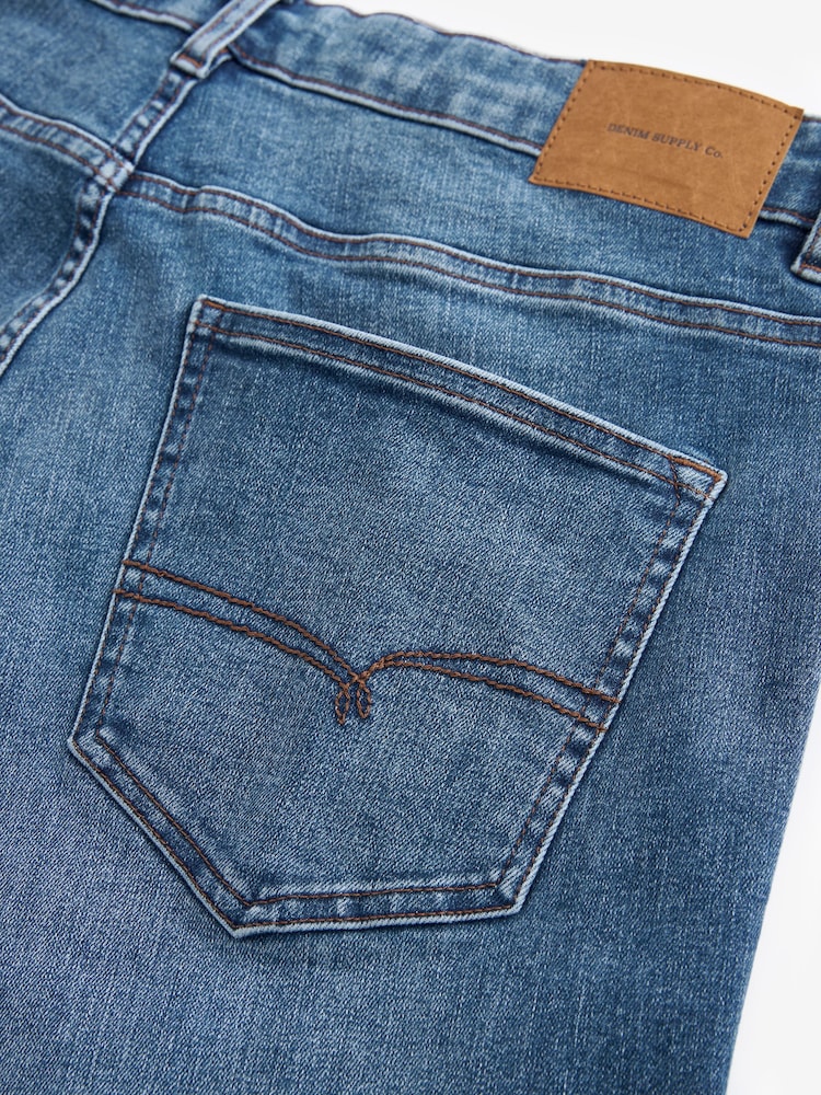 Modra srednje dolga - Vintage Wash denim kavbojke - Slika 10 iz 10
