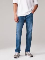 Modra srednje dolga - Vintage Wash denim kavbojke - Slika 2 iz 10