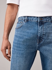Modra srednje dolga - Vintage Wash denim kavbojke - Slika 5 iz 10