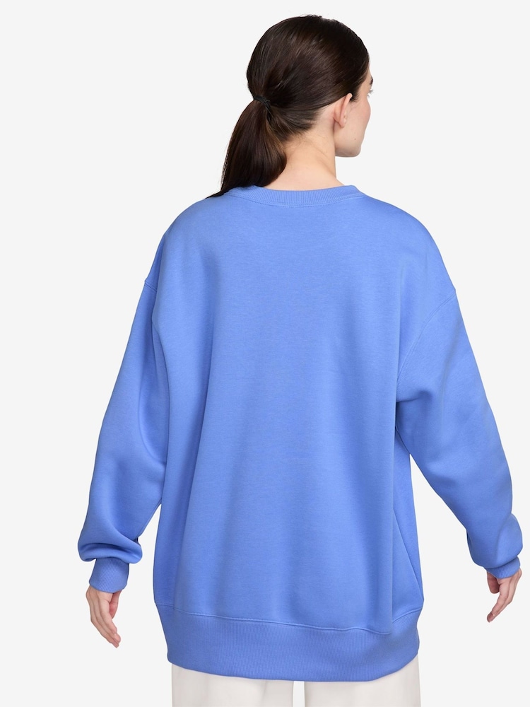Nike Mid Blue Oversized Mini Swoosh Sweatshirt - Image 2 of 3