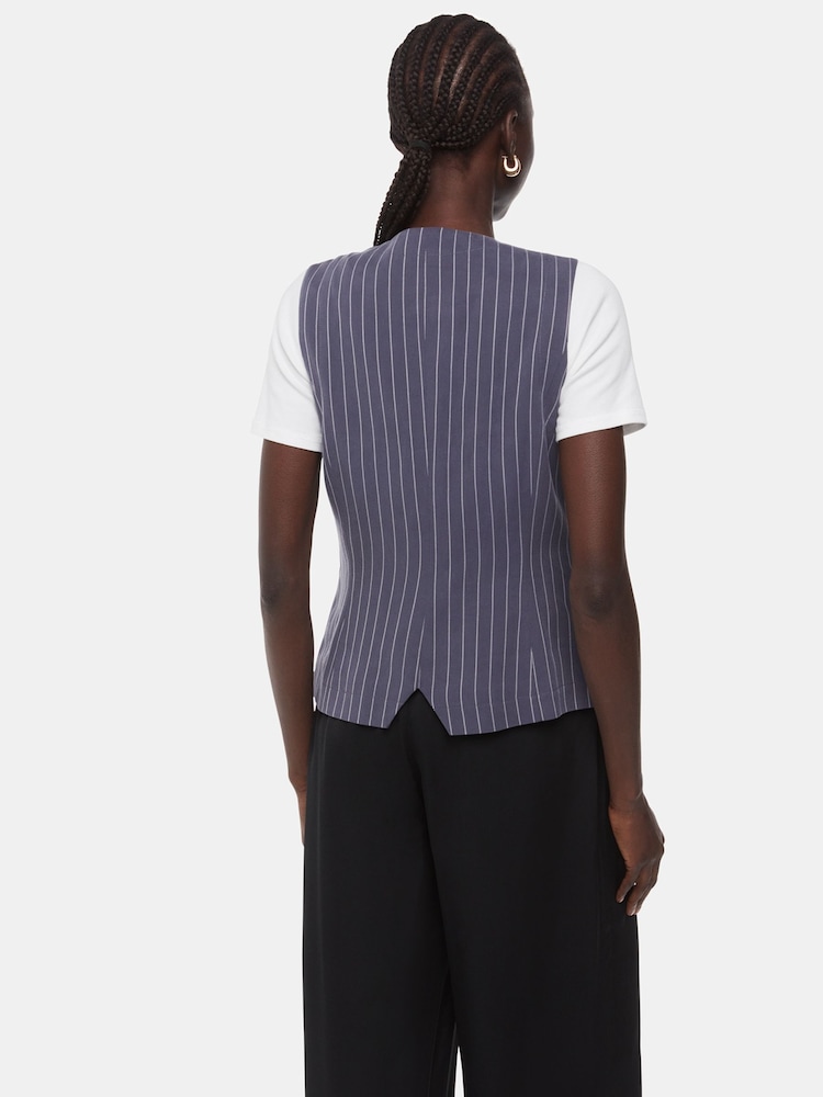 Whistles Blue Lottie Pinstripe Waistcoat - Image 2 of 6