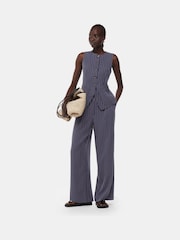 Whistles Blue Lottie Pinstripe Waistcoat - Image 3 of 6