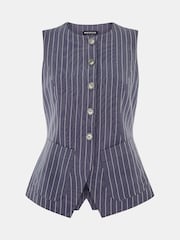 Whistles Blue Lottie Pinstripe Waistcoat - Image 6 of 6