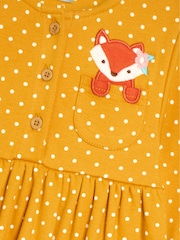JoJo Maman Bébé Mustard Fox Appliqué Button Front Dress - Image 3 of 3