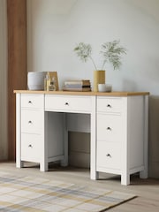 Chalk Malvern Paint Effect 7 Drawer Console Dressing Table - Image 2 of 7