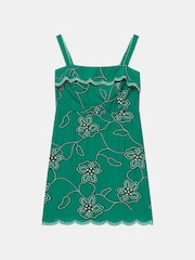 Mint Velvet Green Cotton Floral Embroidered Mini Dress - Image 6 of 7
