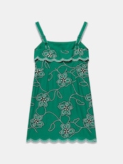 Mint Velvet Green Cotton Floral Embroidered Mini Dress - Image 7 of 7