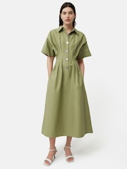 Jigsaw Cotton Stitched Pleat Dress - Image 1 of 5