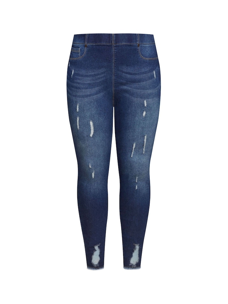 Yours Curve Blue Jenny Cat Scratch Jeggings - Image 4 of 4