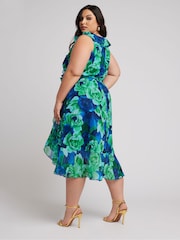 Зеленый - Yours Curve Curve Floral Ruffle Wrap Dress - Изображение 3 из 5