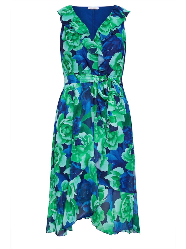 Зеленый - Yours Curve Curve Floral Ruffle Wrap Dress - Изображение 5 из 5