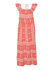 VERO MODA Pink Aztec Style Print Ruffle Summer Maxi Dress - Image 7 of 7