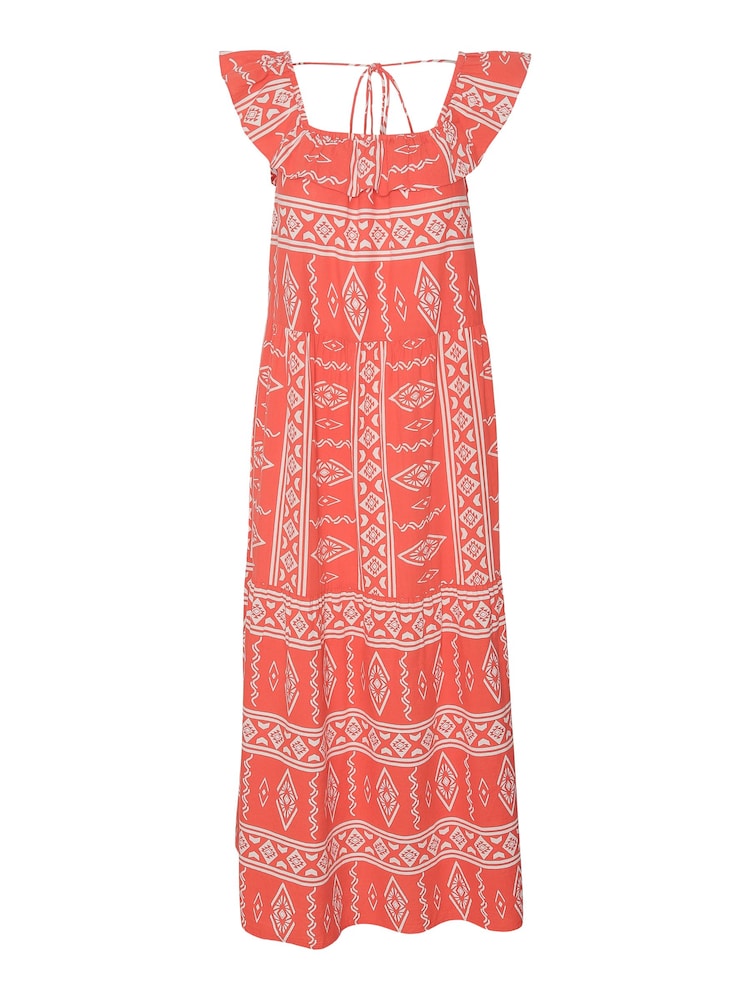 VERO MODA Pink Aztec Style Print Ruffle Summer Maxi Dress - Image 7 of 7