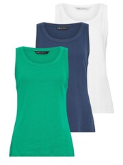 M&Co Blue Scoop Neck 100% Cotton Vests 3 Pack - Image 6 of 6