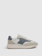 Reiss Afb/Stone Emmett Leather Suede Running Trainers - Image 1 of 5