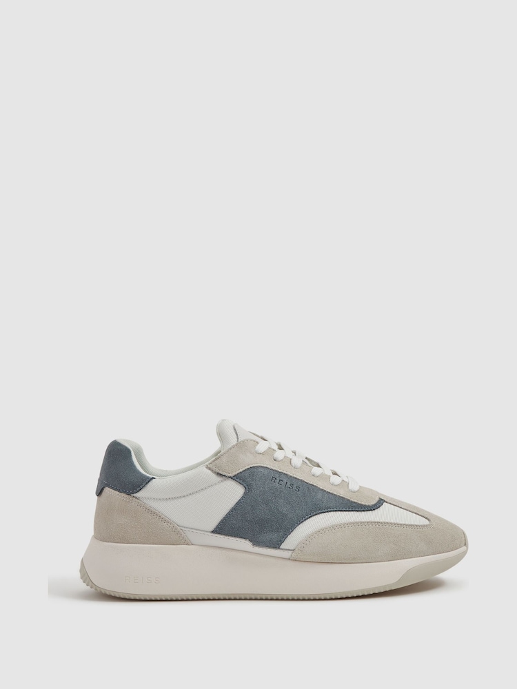 Reiss Afb/Stone Emmett Leather Suede Running Trainers - Image 1 of 5