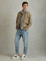Reiss Afb/Stone Emmett Leather Suede Running Trainers - Image 2 of 5