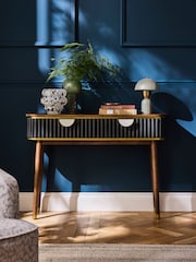 Clarke & Clarke Ribbed Black Mango Wood Calisto Console Table - Image 1 of 10