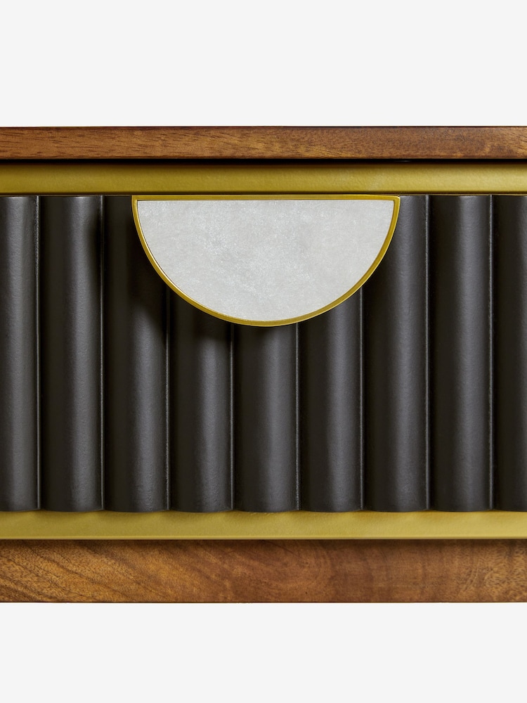 Clarke & Clarke Ribbed Black Mango Wood Calisto Console Table - Image 10 of 10