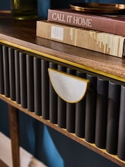 Clarke & Clarke Ribbed Black Mango Wood Calisto Console Table - Image 3 of 10
