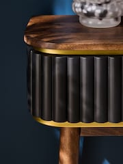 Clarke & Clarke Ribbed Black Mango Wood Calisto Console Table - Image 4 of 10