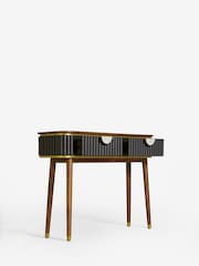 Clarke & Clarke Ribbed Black Mango Wood Calisto Console Table - Image 8 of 10