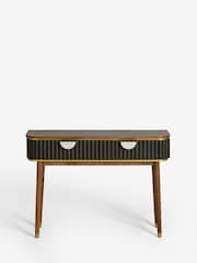 Clarke & Clarke Ribbed Black Mango Wood Calisto Console Table - Image 9 of 10