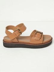 FatFace Ambie Natural Flatform Buckle Sandals - Image 1 of 3