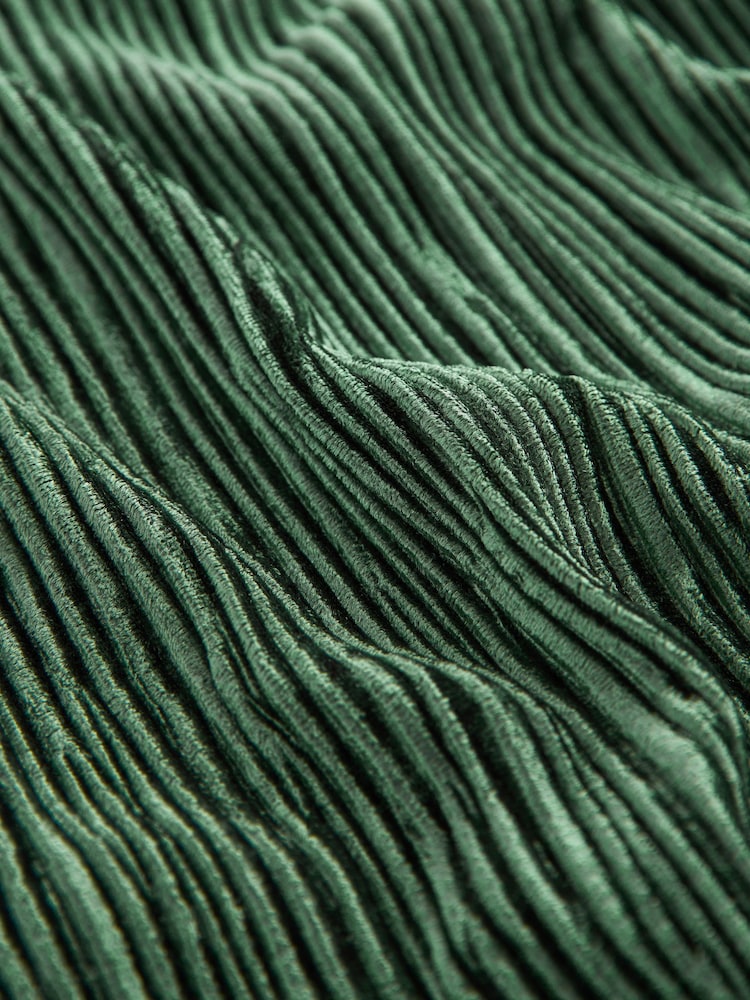 Olive Green Plisse Velvet T-Shirt - Image 7 of 7