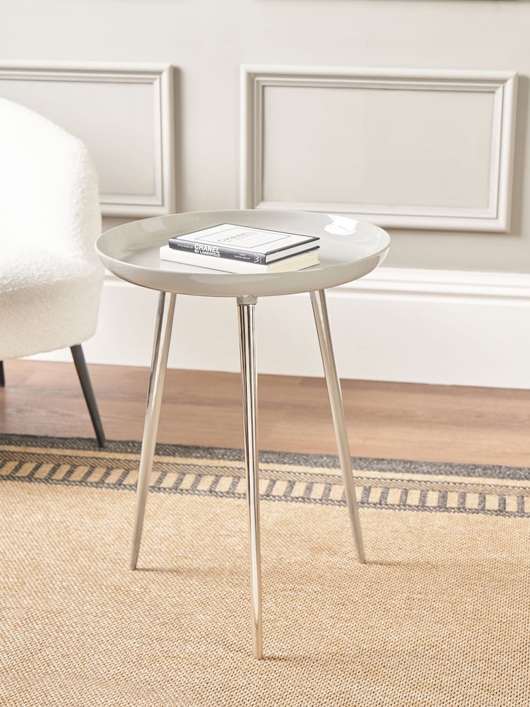 Pacific Grey Seline Enamelled Table with Gold Legs - Image 1 of 6