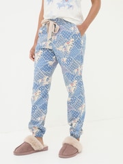 FatFace Cora Blue Horse Pyjama Bottoms - Image 1 of 3