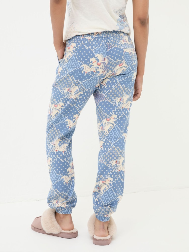 FatFace Cora Blue Horse Pyjama Bottoms - Image 2 of 3