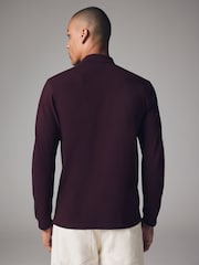 Fig Purple Long Sleeve Pique Polo Shirt - Image 2 of 7