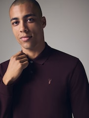 Fig Purple Long Sleeve Pique Polo Shirt - Image 3 of 7